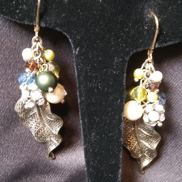 Source Unknown Jewelry - Pierced Silver Tone Dangling Leaf Earrings 2 1/4"